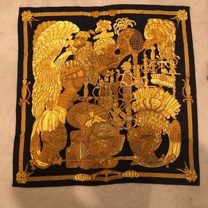 Authentic Hermes Scarf - black and gold
